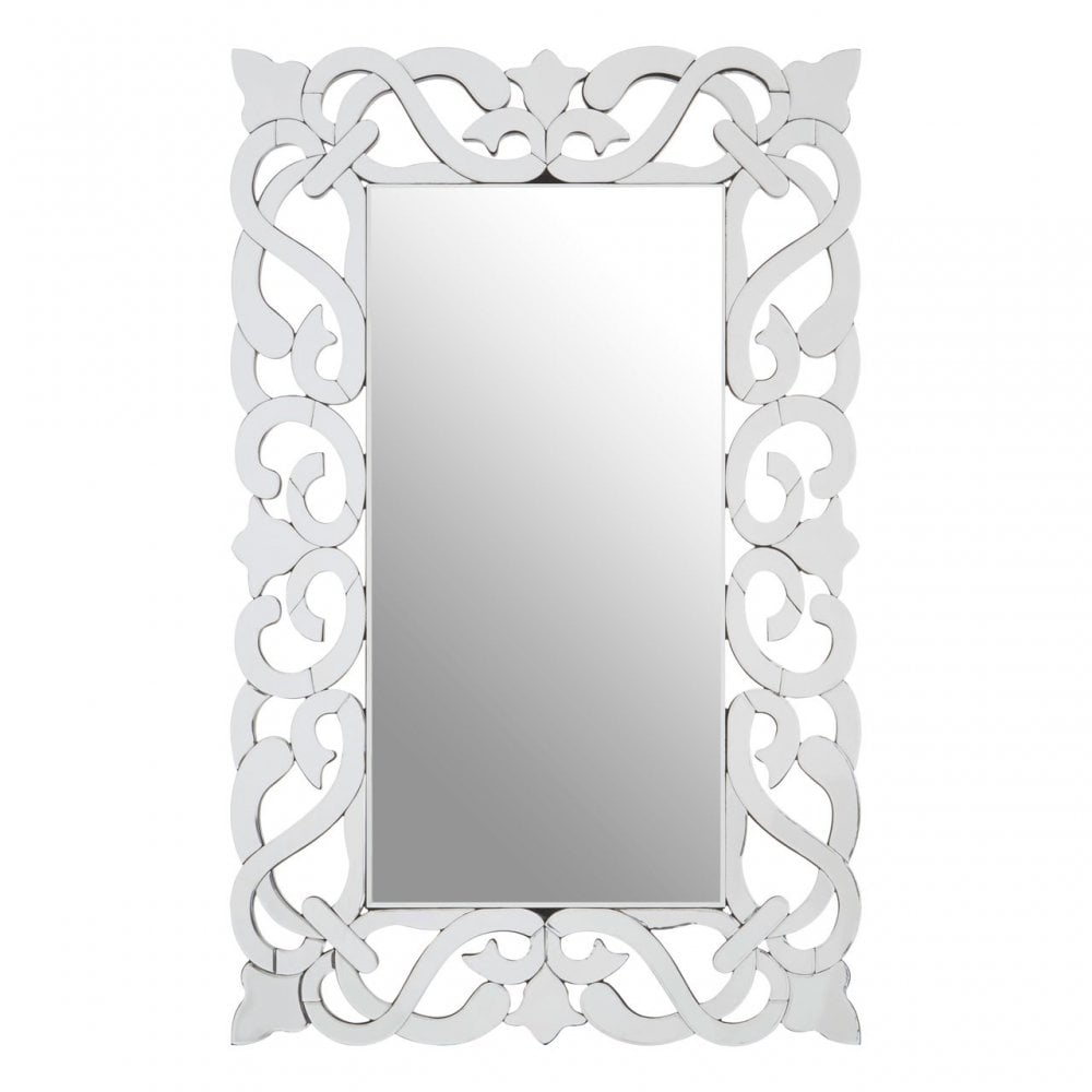 Ginny Wall Mirror, Crystal Mirror, Silver