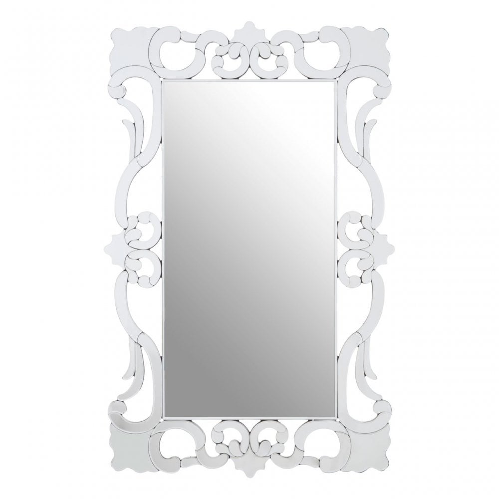 Gisela Wall Mirror, Crystal Mirror, Silver