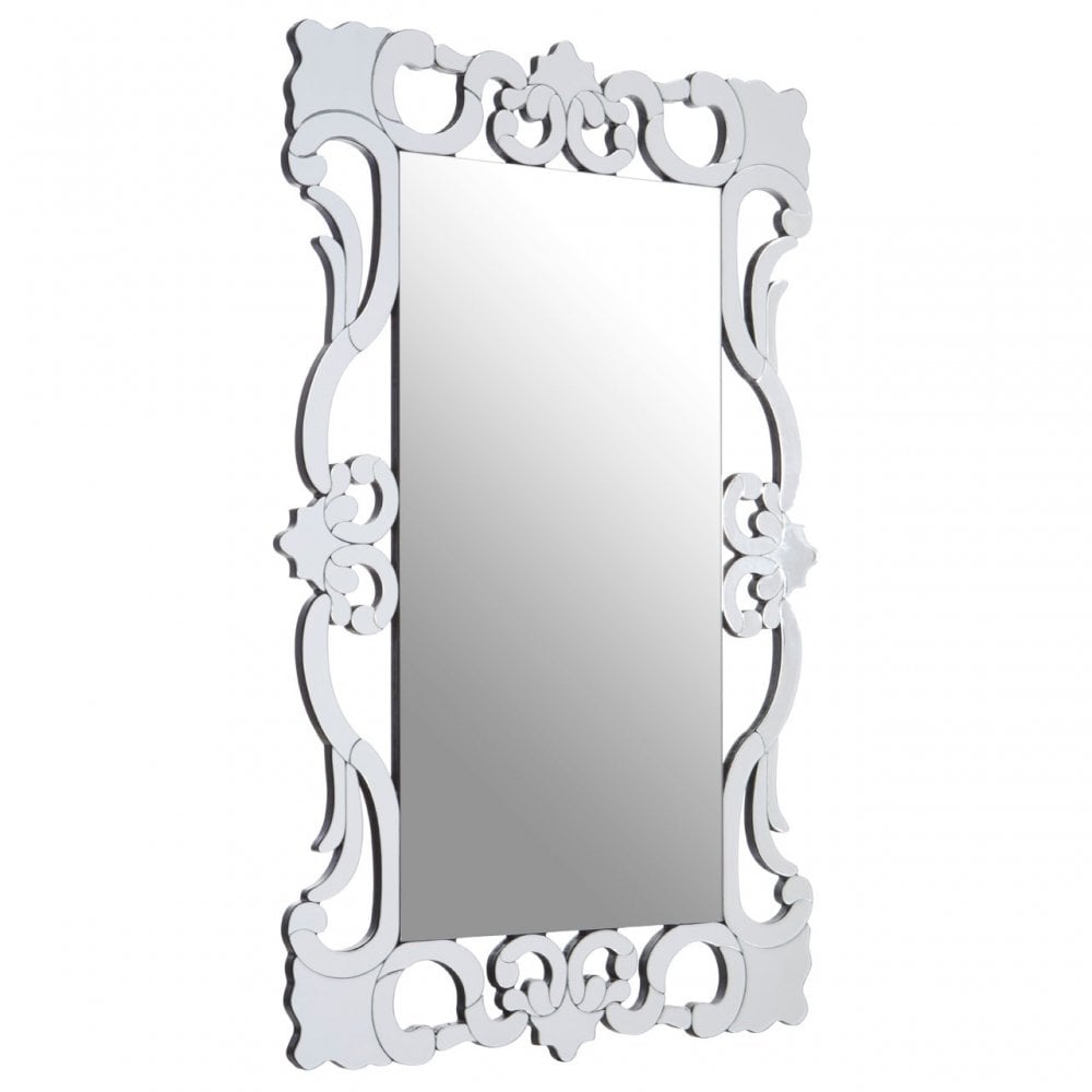 Gisela Wall Mirror, Crystal Mirror, Silver