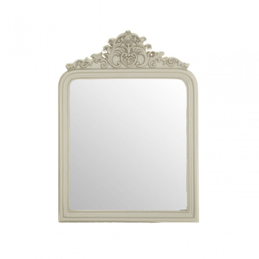 Ornate Cream Wall Mirror, Mirrored Glass, Cream