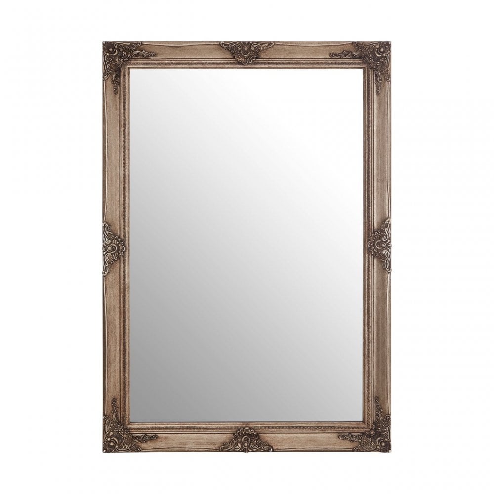 Bourbin Rectangular Gold Wall Mirror, Mirrored Glass, Wood, Gold