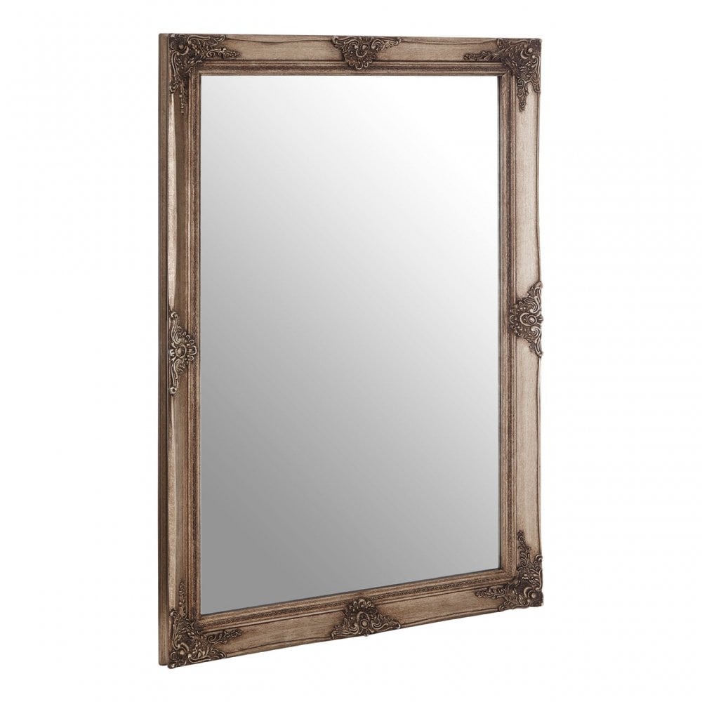 Bourbin Rectangular Gold Wall Mirror, Mirrored Glass, Wood, Gold