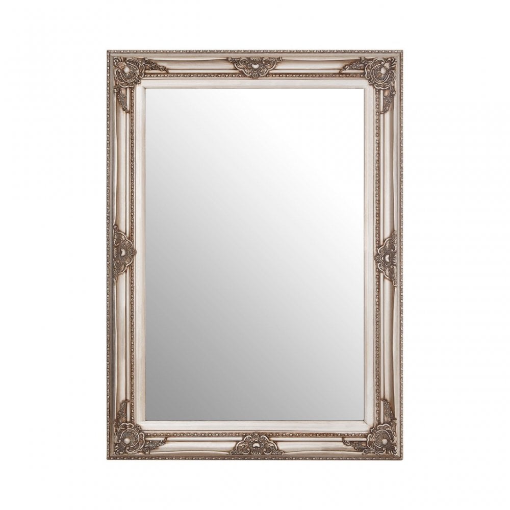 Bourbin Rectangular Grey Wall Mirror, Mirrored Glass, Wood, Grey