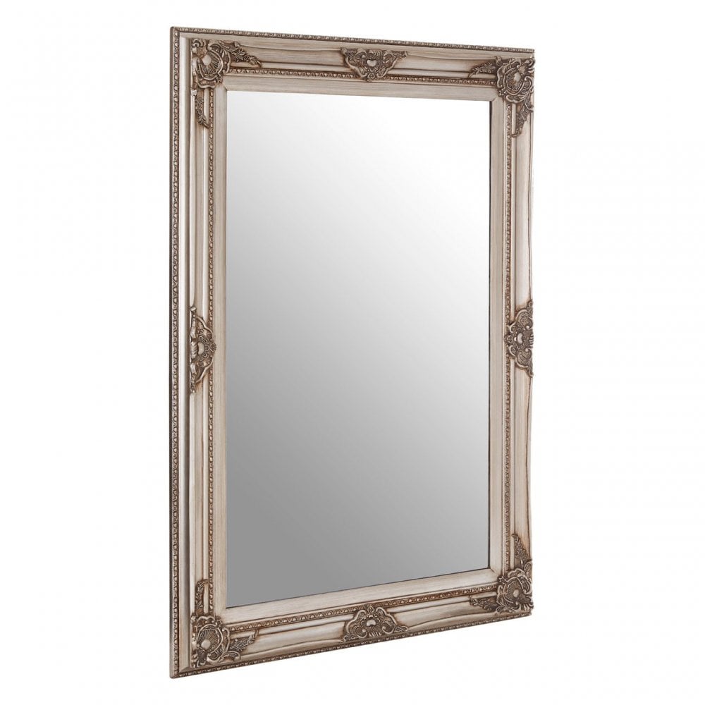 Bourbin Rectangular Grey Wall Mirror, Mirrored Glass, Wood, Grey