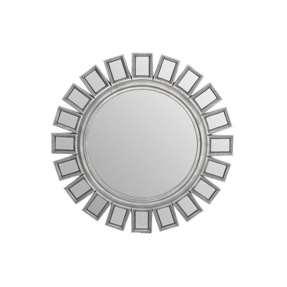 Inti Silver Wall Mirror, Mirrored Glass, Silver