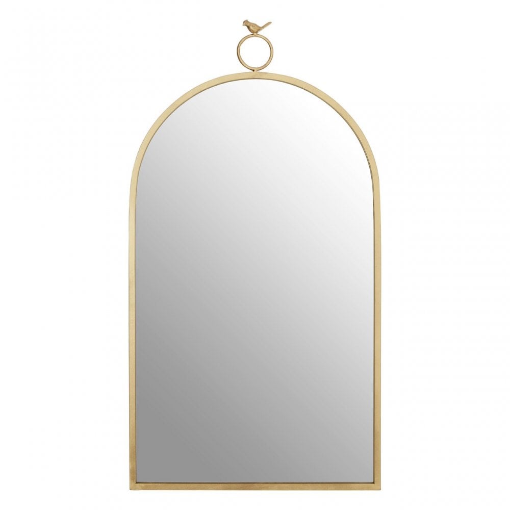 Farran Bird Top Wall Mirror, Glass, Iron, Champagne