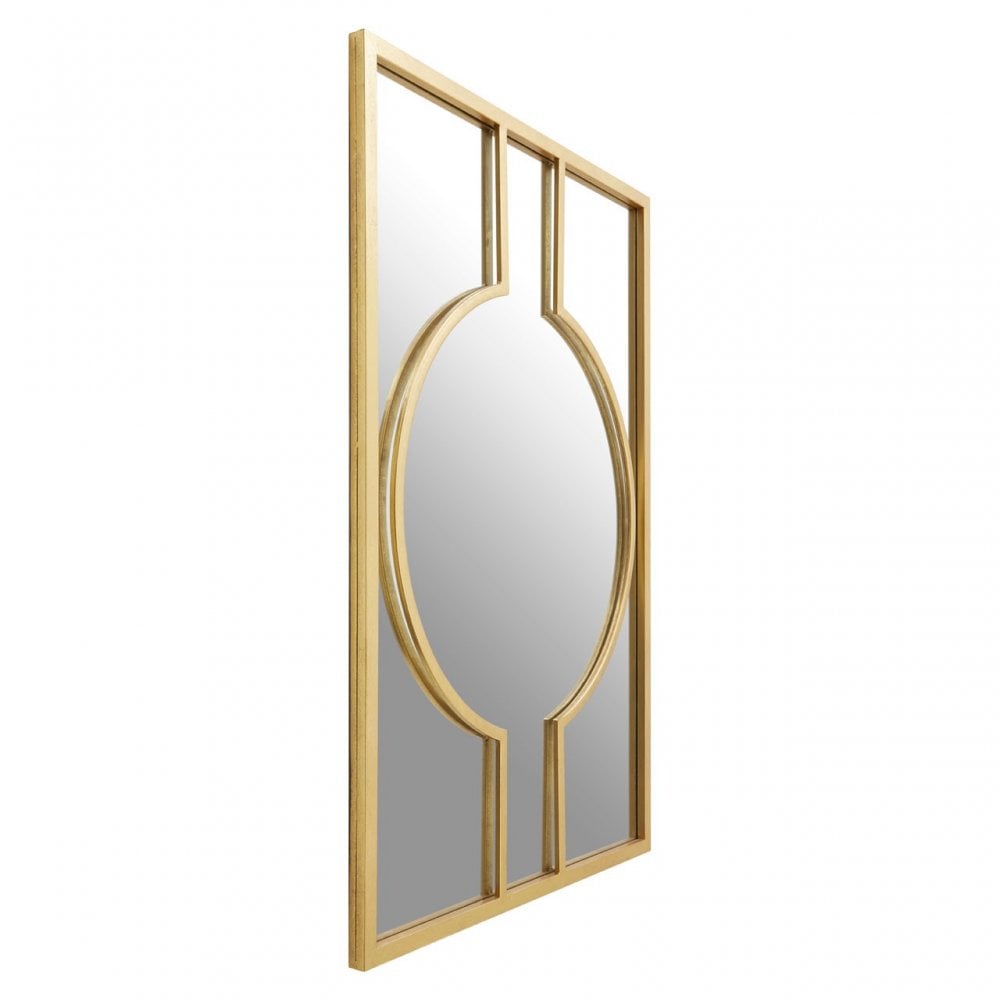 Farran Deco Wall Mirror, Glass, Iron, Champagne