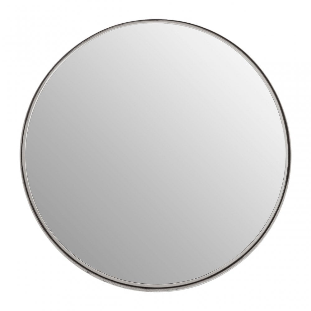 Leonov Large Round Recessed Mirror, Mirrored Glass, Stainless Steel, Silver