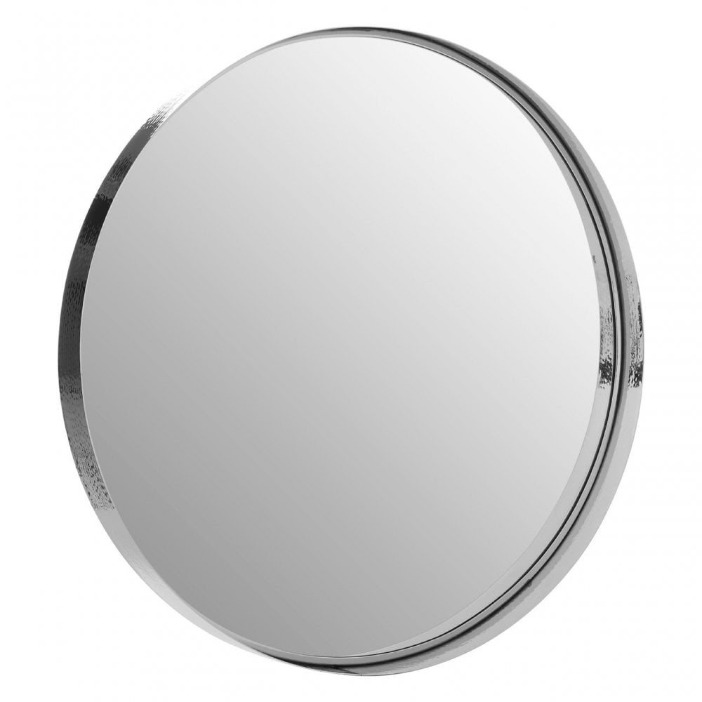 Leonov Large Round Recessed Mirror, Mirrored Glass, Stainless Steel, Silver