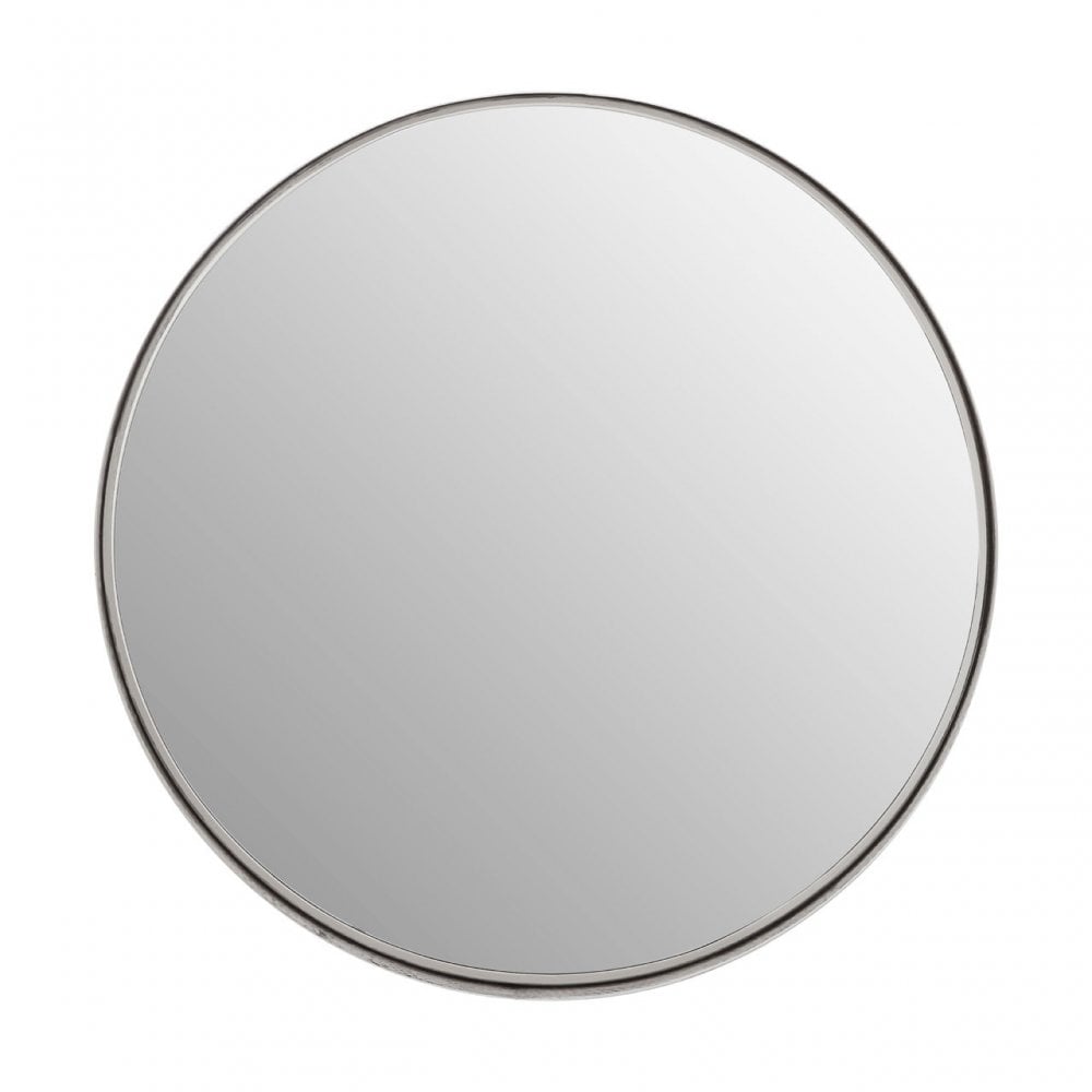 Leonov Medium Round Recessed Mirror, Mirrored Glass, Stainless Steel, Silver