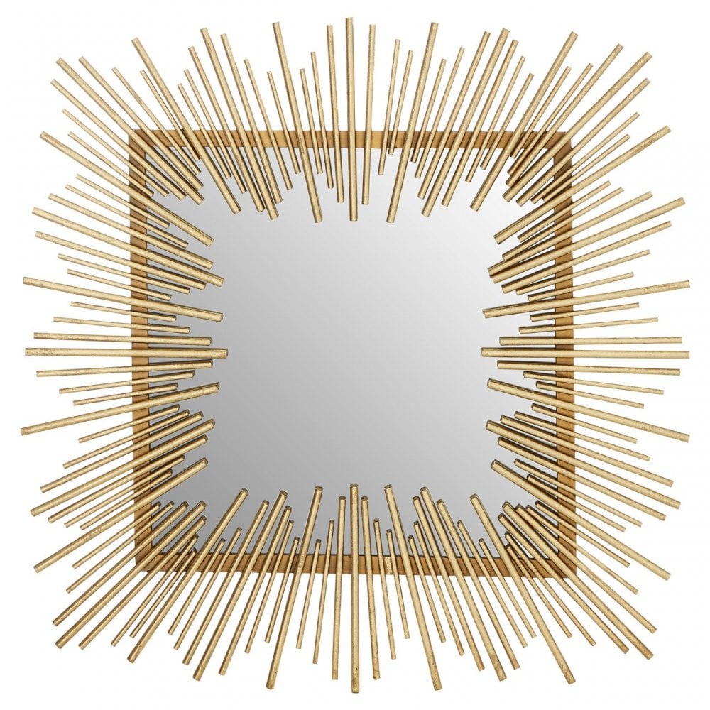 Sunray Sunburst Wall Mirror, Iron, Mirrored Glass, Gold