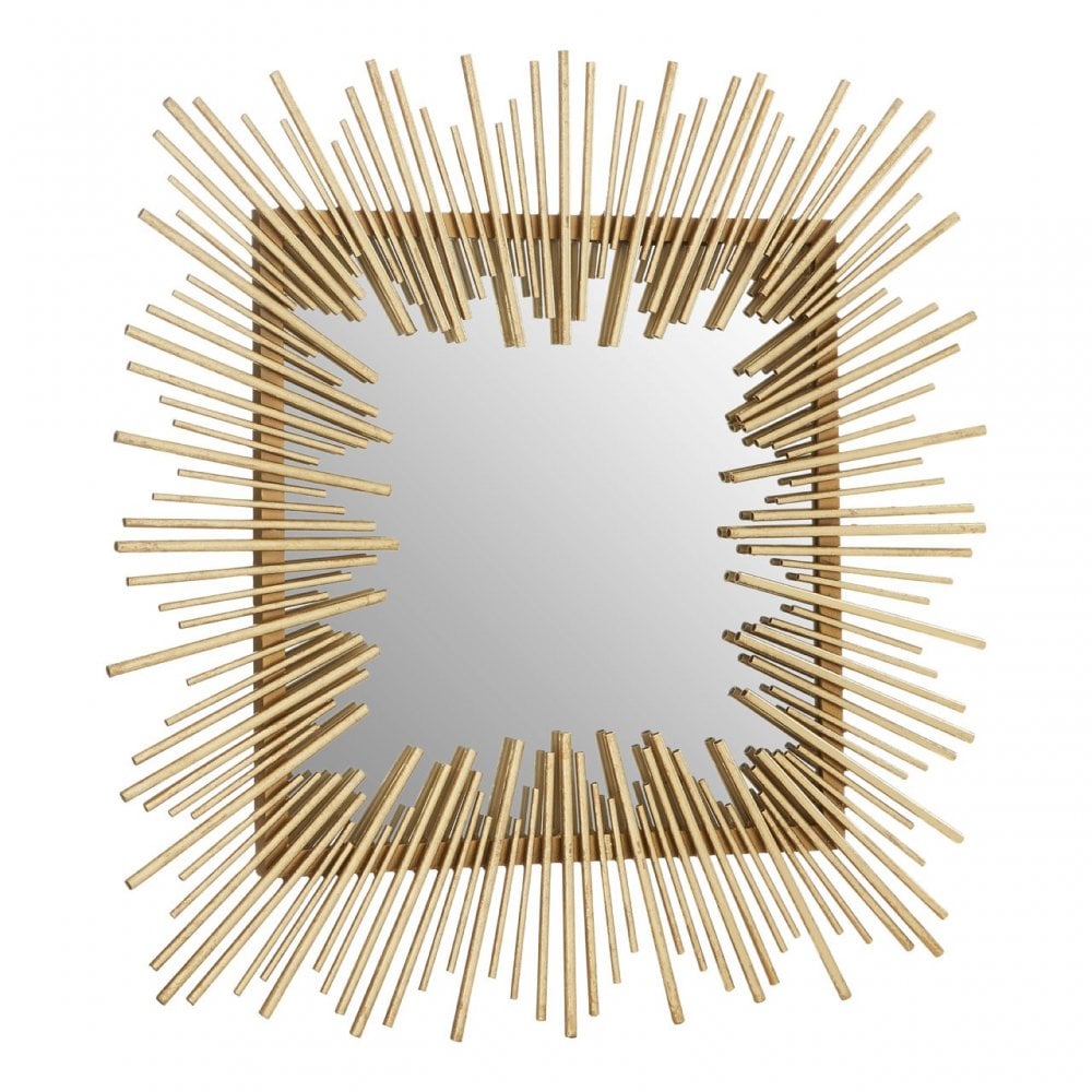 Sunray Sunburst Wall Mirror, Iron, Mirrored Glass, Gold