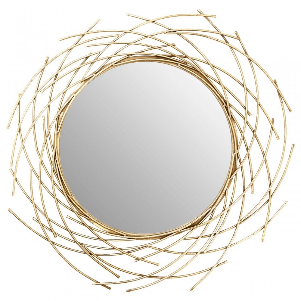 Farran Spiral Wall Mirror, Glass, Iron, Gold