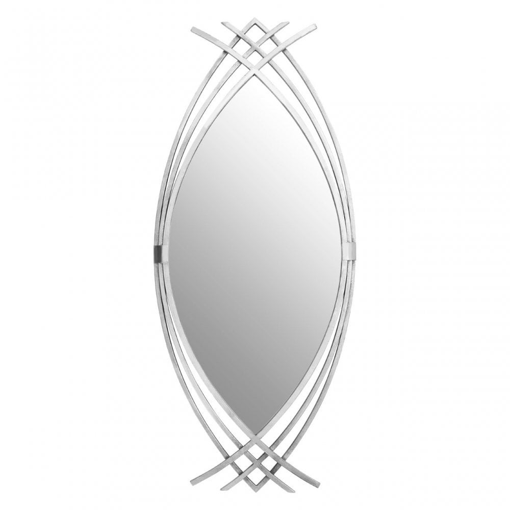 Farran Oval Wall Mirror, Glass, Iron, Silver