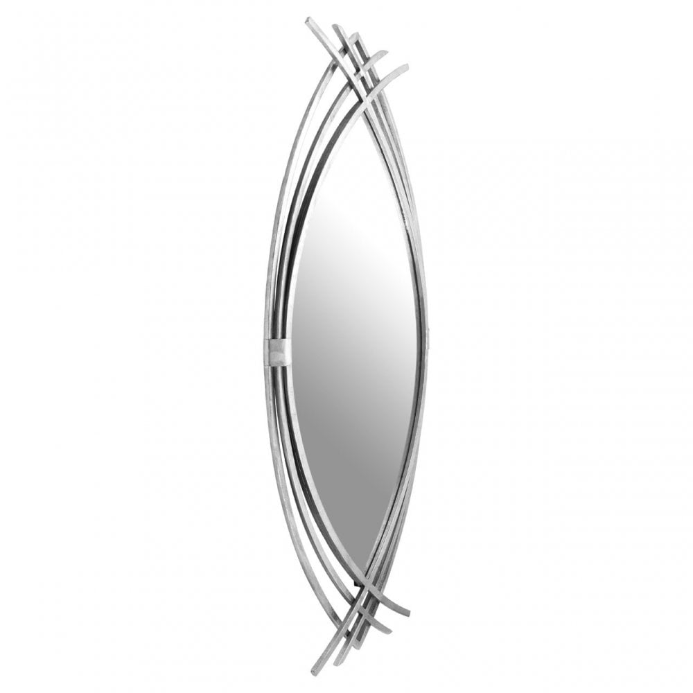 Farran Oval Wall Mirror, Glass, Iron, Silver