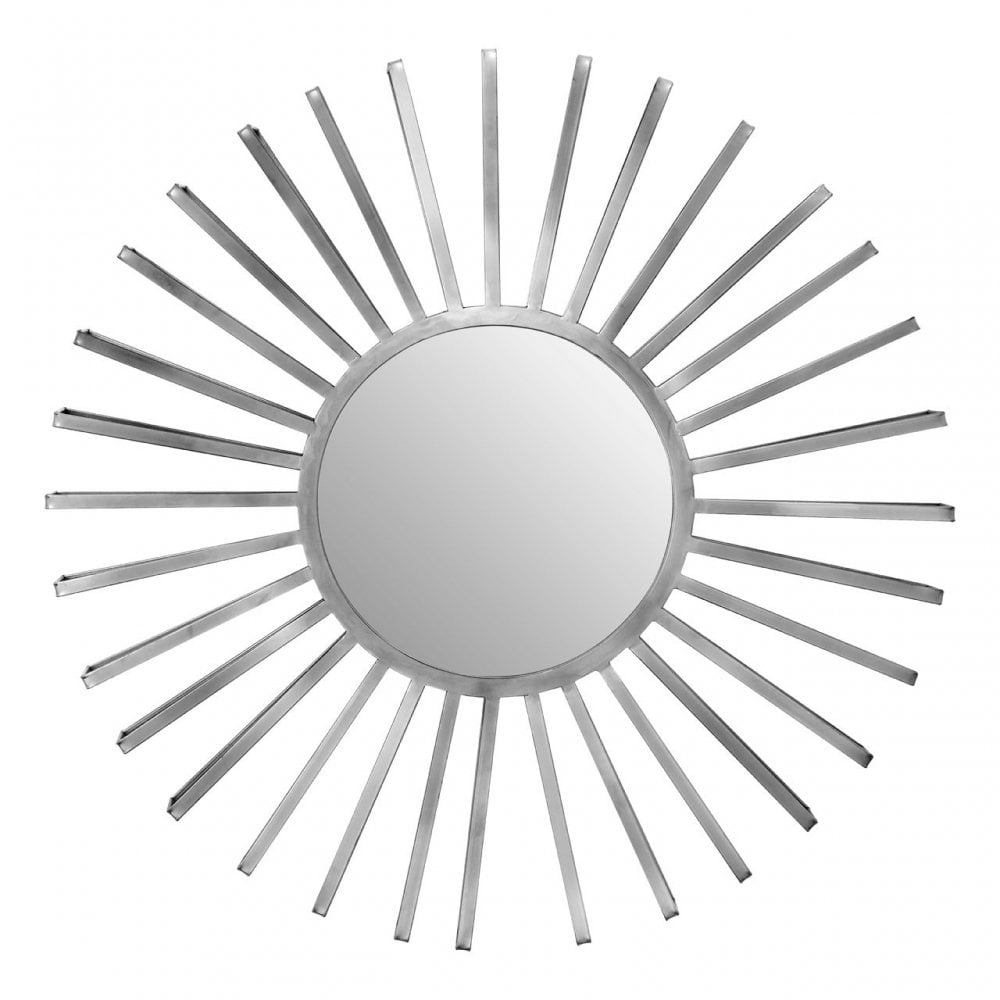 Farran Sun Wall Mirror, Glass, Iron, Silver