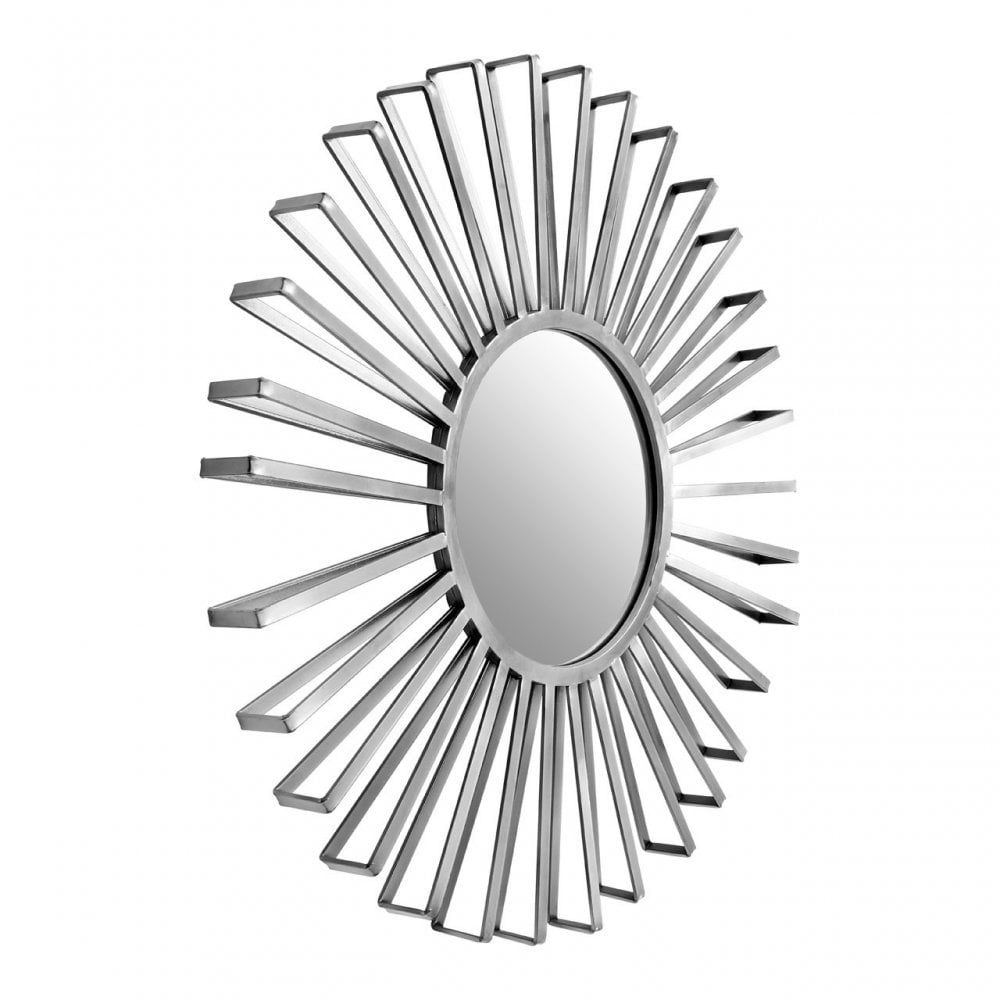 Farran Sun Wall Mirror, Glass, Iron, Silver