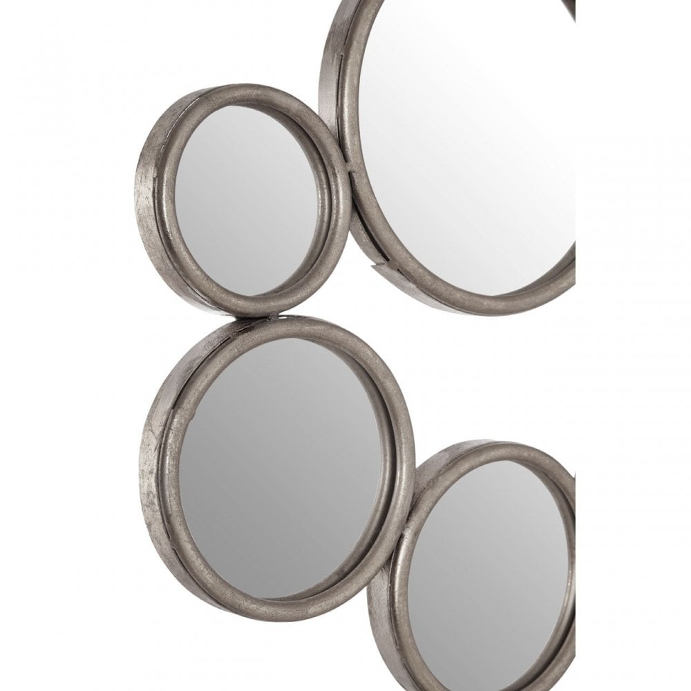 Zodiac Large Silver Multi Circle Wall Mirror, Mirrored Glass, Silver