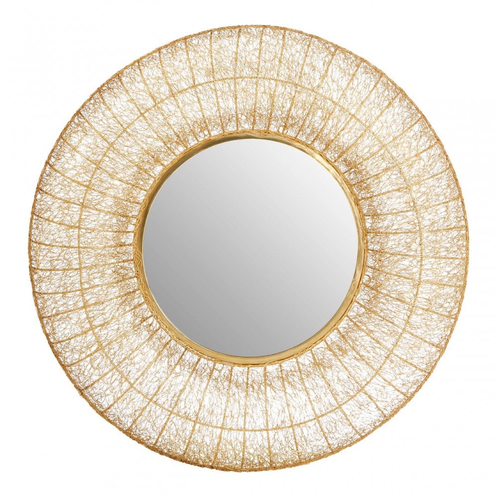 Hamish Gold Finish Wall Mirror, Iron, Mirrored Glass, Gold