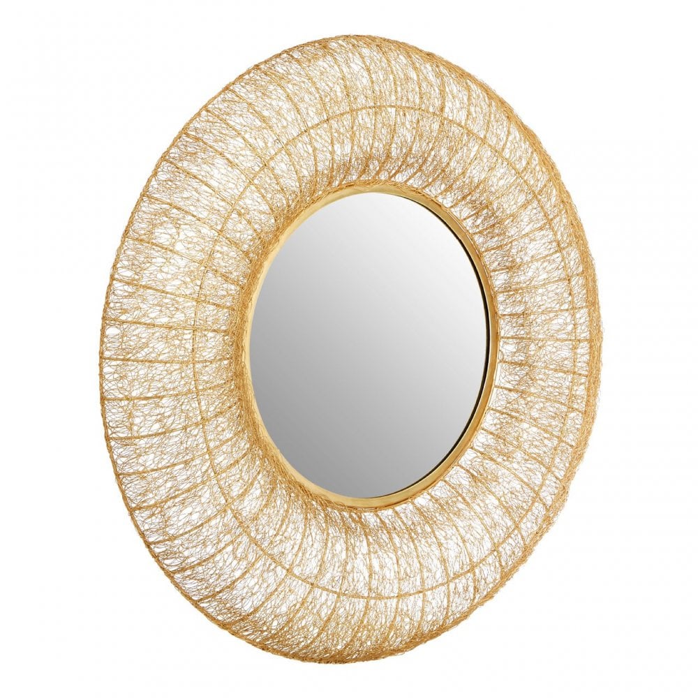 Hamish Gold Finish Wall Mirror, Iron, Mirrored Glass, Gold