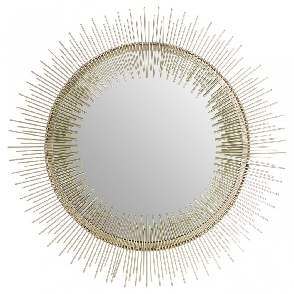 Hamish Spoke Pewtar Finish Wall Mirror, Iron, Mirrored Glass, Silver