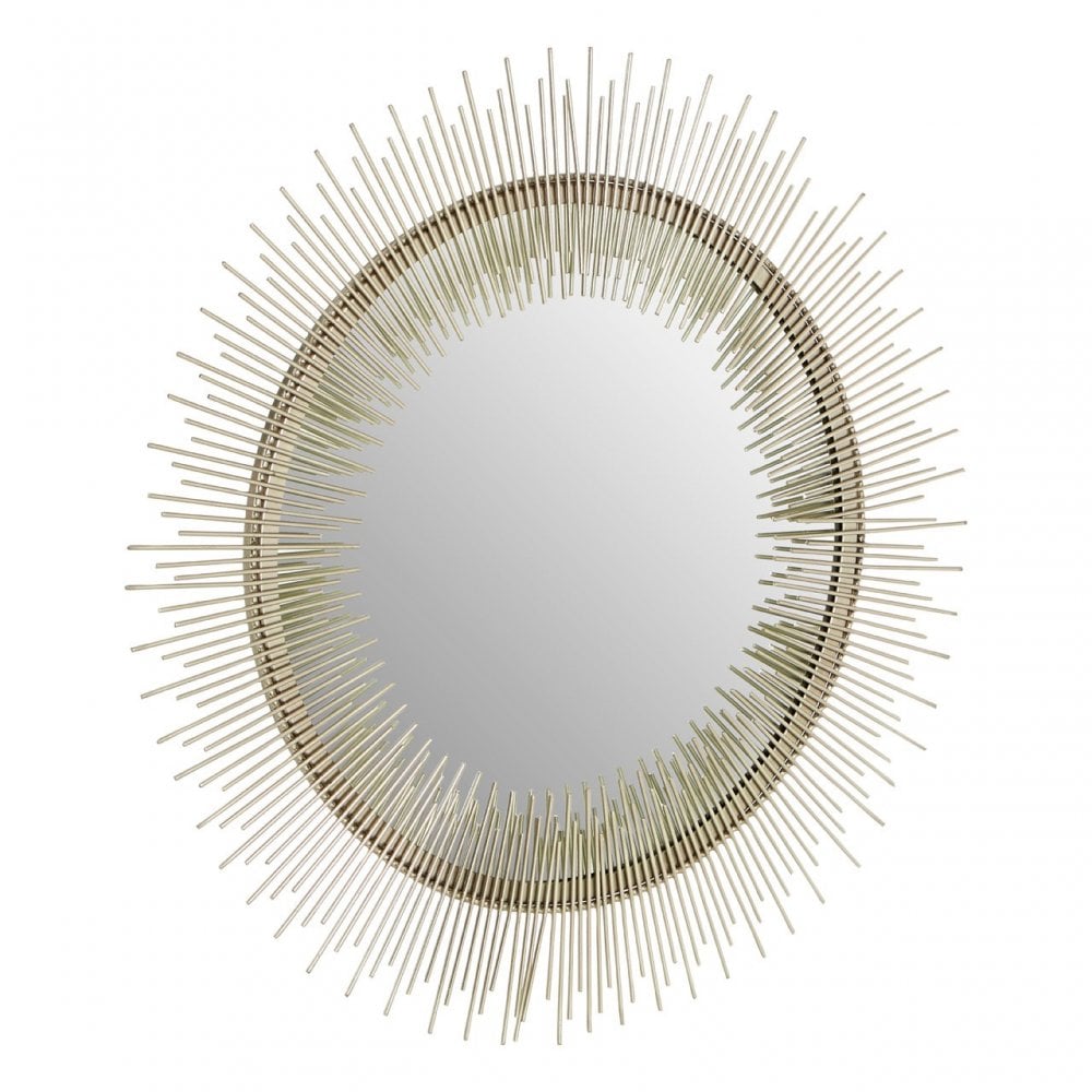 Hamish Spoke Pewtar Finish Wall Mirror, Iron, Mirrored Glass, Silver