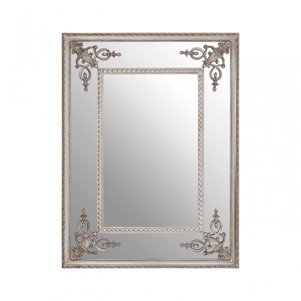 LaMon LaMon Marseille Champagne Bead Frame Wall Mirror, Fibreglass, Mirrored Glass, Silver