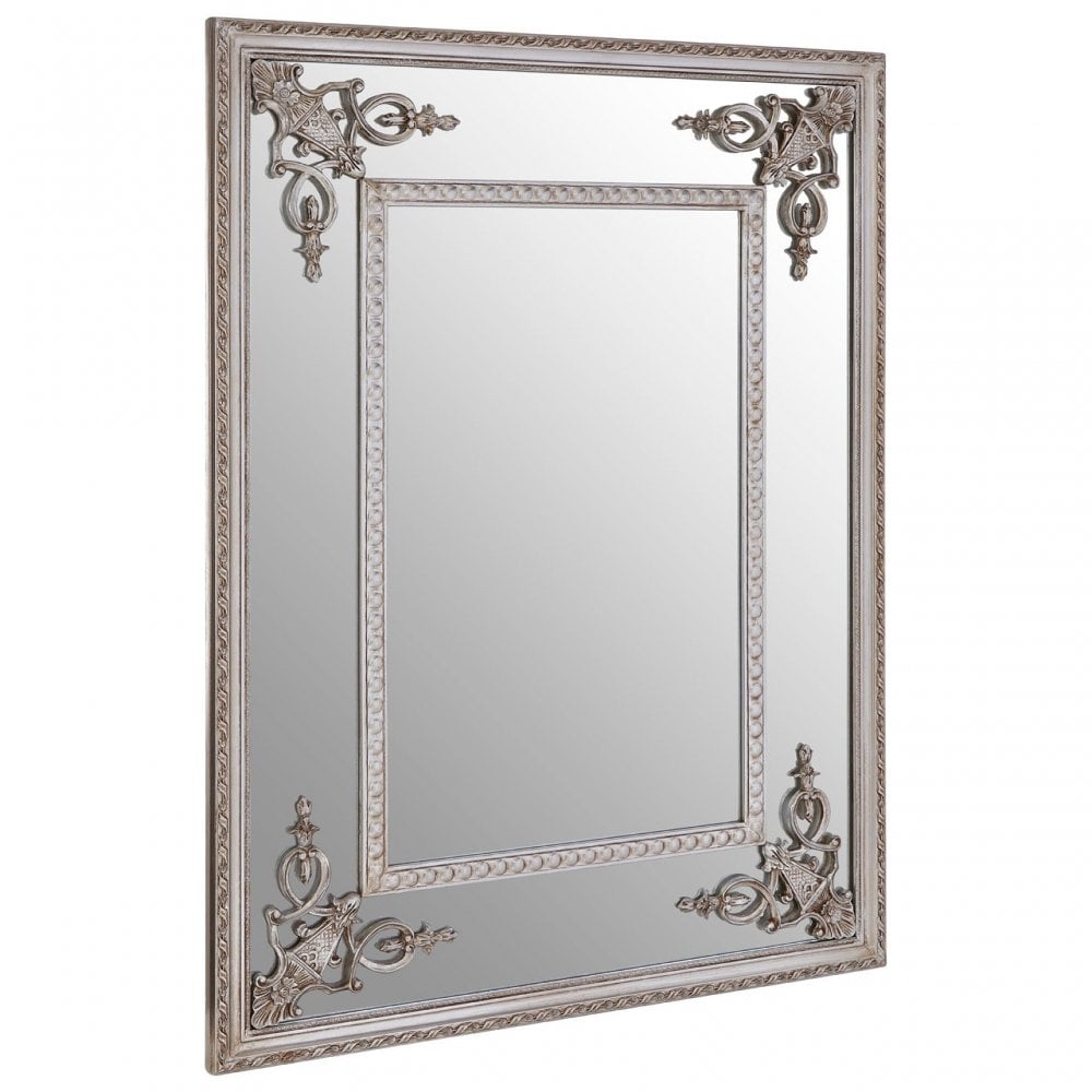 LaMon LaMon Marseille Champagne Bead Frame Wall Mirror, Fibreglass, Mirrored Glass, Silver