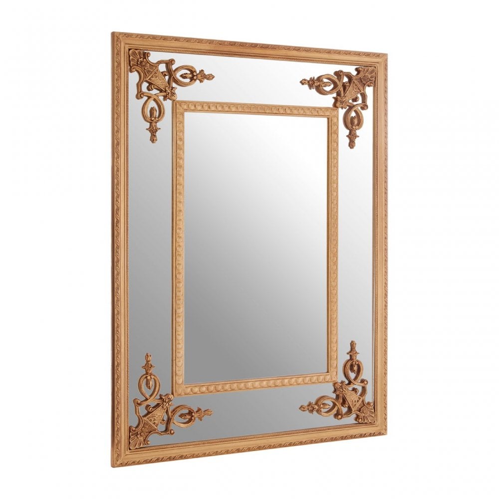 LaMon LaMon Marseille Gold Motifs Frame Wall Mirror, Fibreglass, Mirrored Glass, Gold