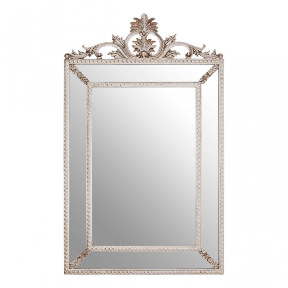 LaMon LaMon Marseille Champagne Leaf Corner Wall Mirror, Fibreglass, Mirrored Glass, Silver