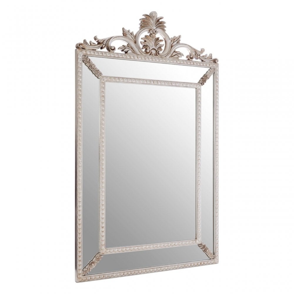 LaMon LaMon Marseille Champagne Leaf Corner Wall Mirror, Fibreglass, Mirrored Glass, Silver