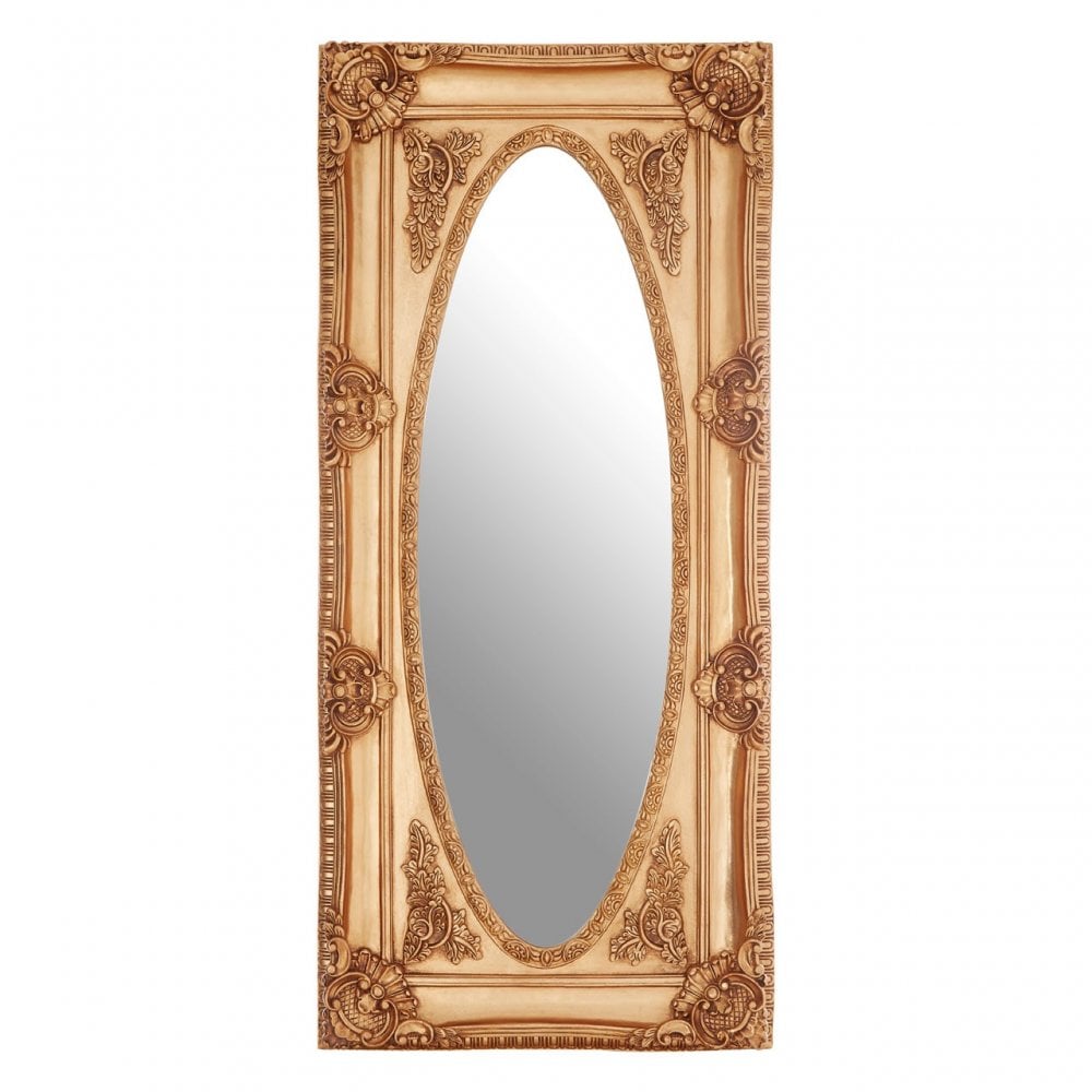 LaMon LaMon Marseille Gold Finish Oval Border Wall Mirror, Fibreglass, Mirrored Glass, Gold