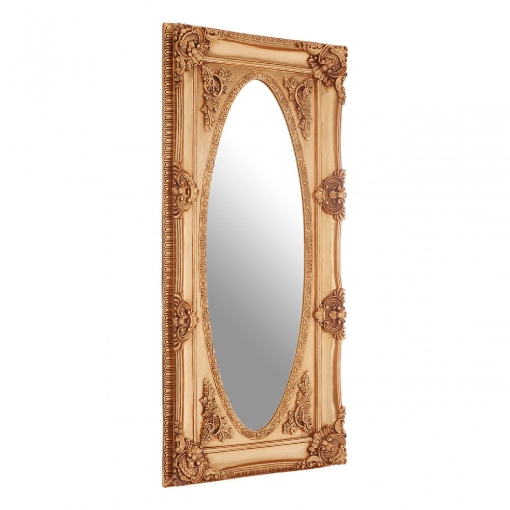 LaMon LaMon Marseille Gold Finish Oval Border Wall Mirror, Fibreglass, Mirrored Glass, Gold