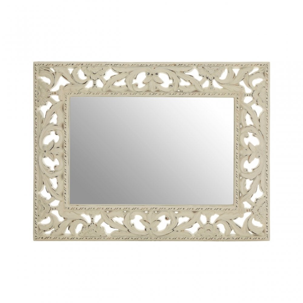 Hilda Cream Wall Mirror, Mirrored Glass, Cream