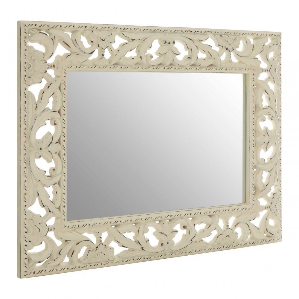 Hilda Cream Wall Mirror, Mirrored Glass, Cream