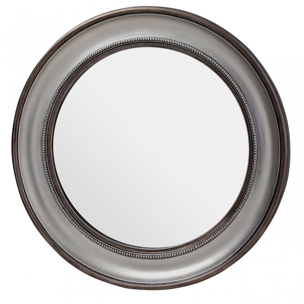 Mirrored Glass Round Wall Mirror, Mirrored Glass, Silver