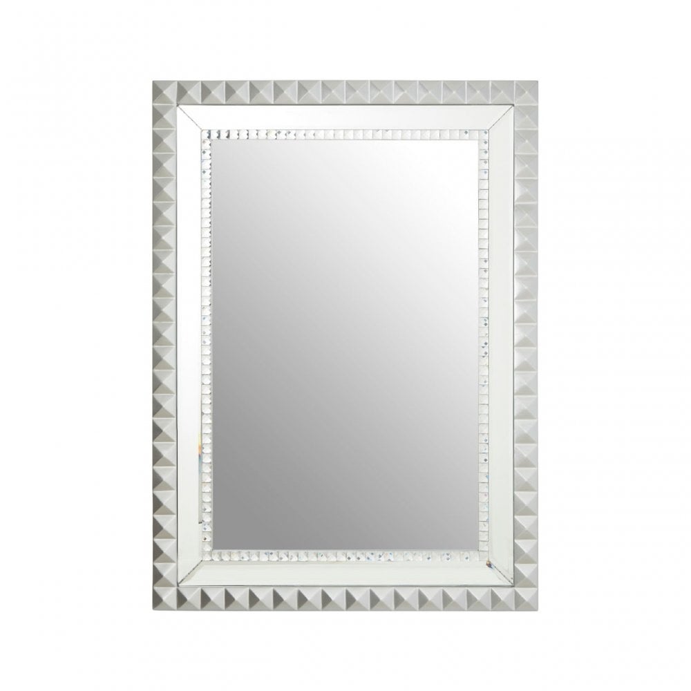 Taraka Wall Mirror, Wood, Mirrored Glass, Silver