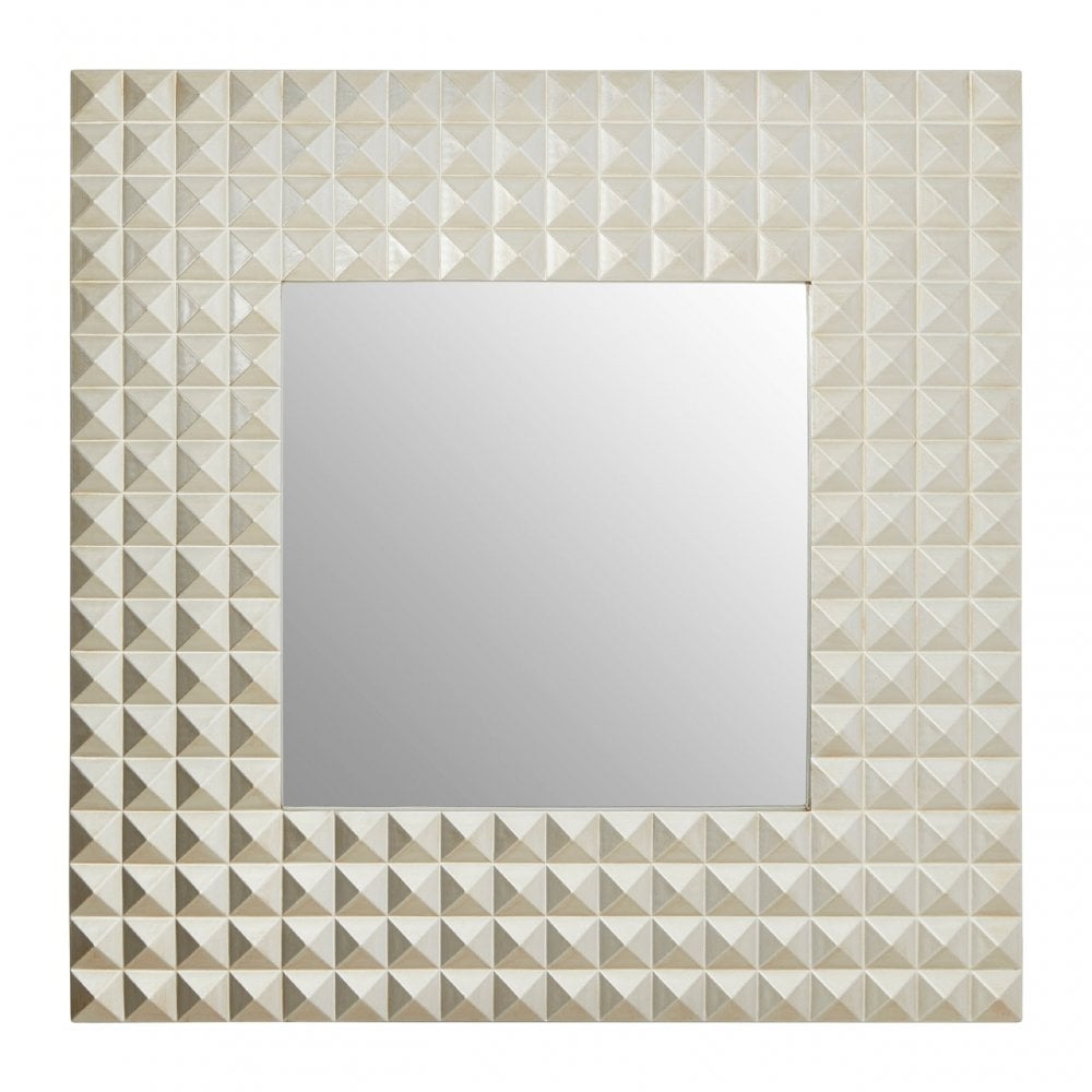 Champagne Finish 3D Geometric Wall Mirror, Mirrored Glass, Champagne