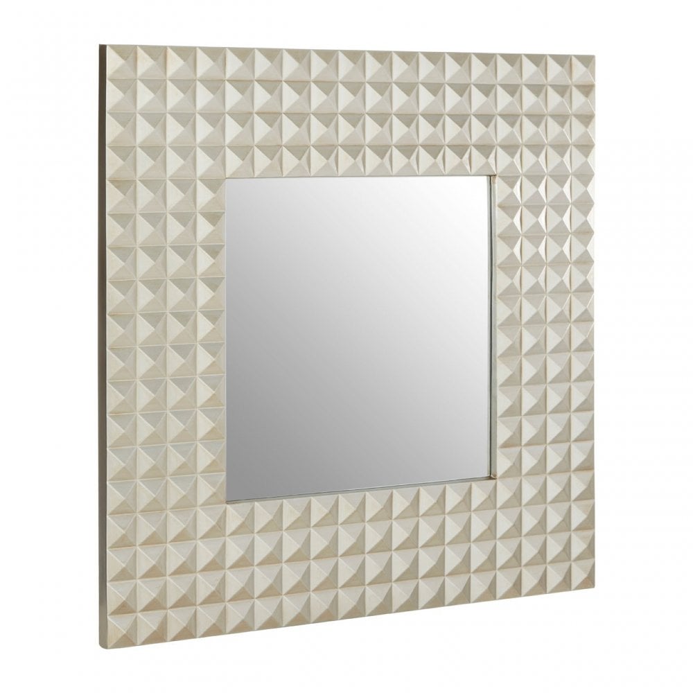 Champagne Finish 3D Geometric Wall Mirror, Mirrored Glass, Champagne