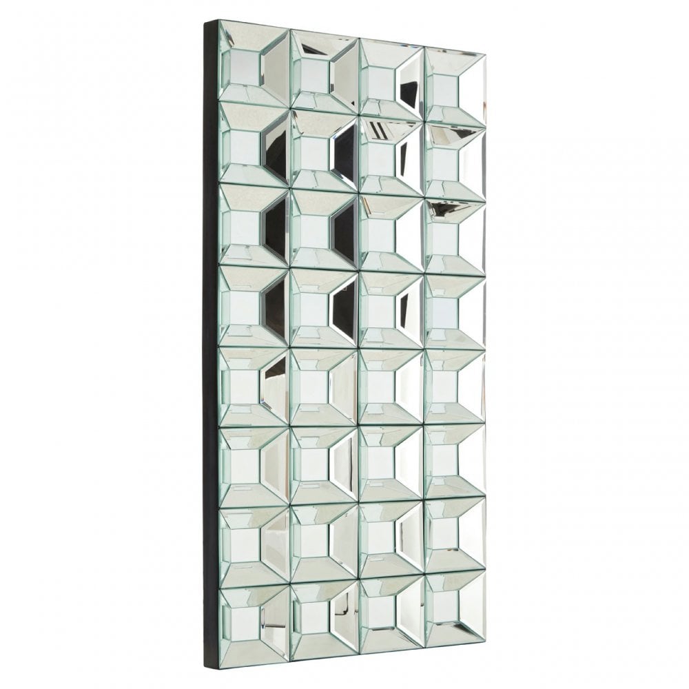 Multi Glass Bevelled Wall Mirror, Wood, Mirrored Glass, Clear