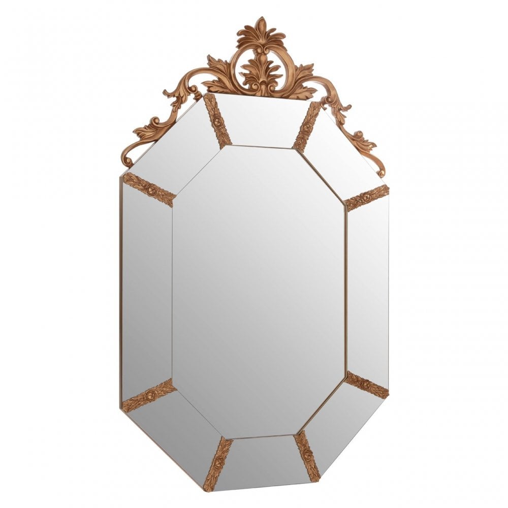 Wall Mirror with Gold Resin Frame, Mirrored Glass, Gold