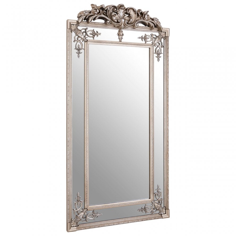 Bevelled Mirror with Champagne Finish, Wood, Mirrored Glass, Silver