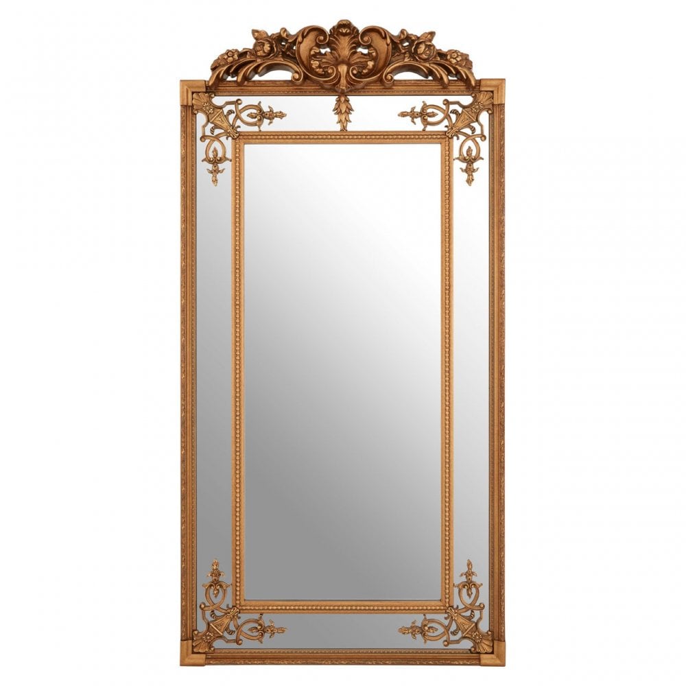 Bevelled Mirror with Gold Finish, Wood, Mirrored Glass, Gold