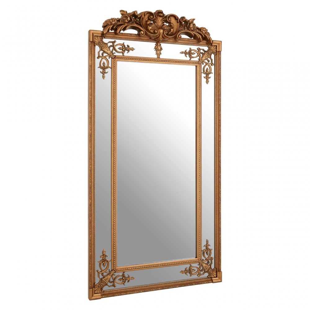 Bevelled Mirror with Gold Finish, Wood, Mirrored Glass, Gold