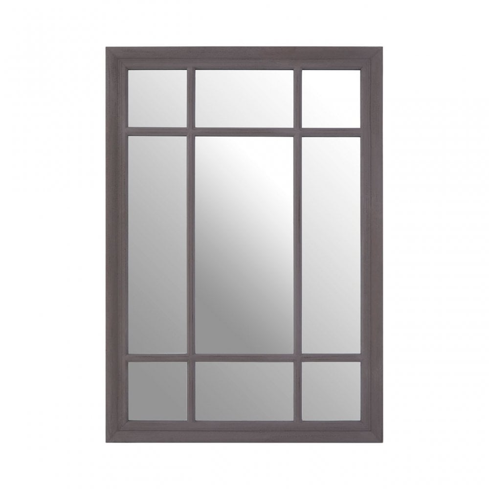 Hawthorne Rectangular Grey Wall Mirror, Mirrored Glass, Wood, Grey