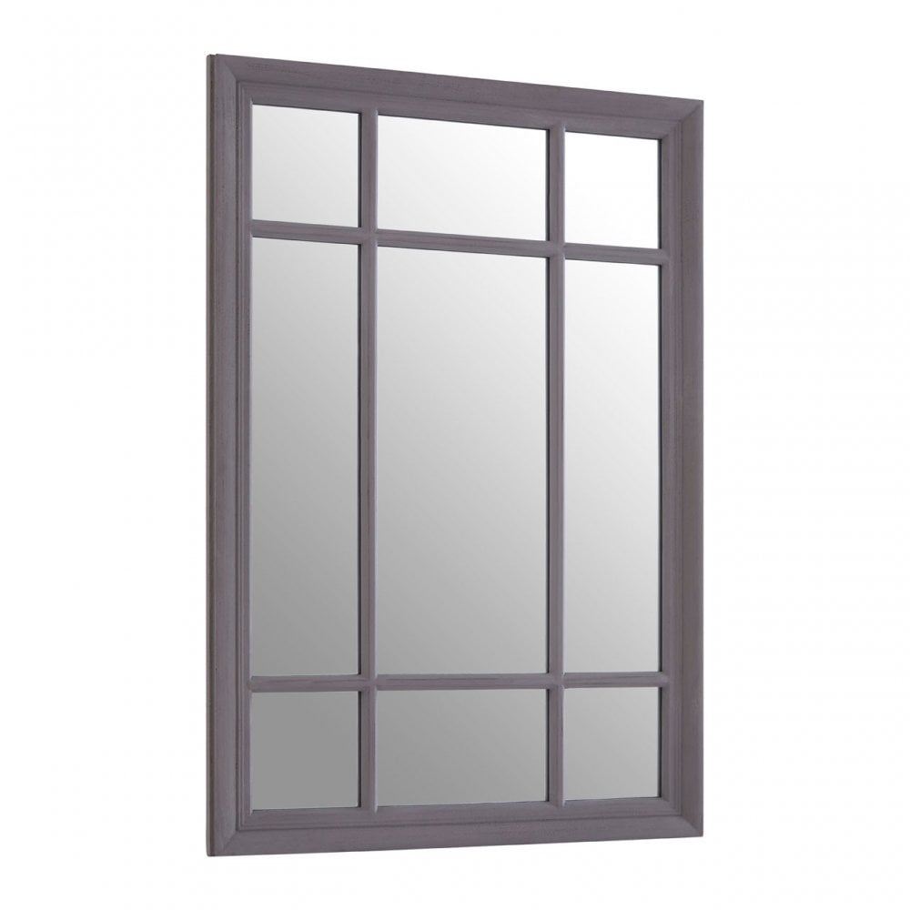 Hawthorne Rectangular Grey Wall Mirror, Mirrored Glass, Wood, Grey