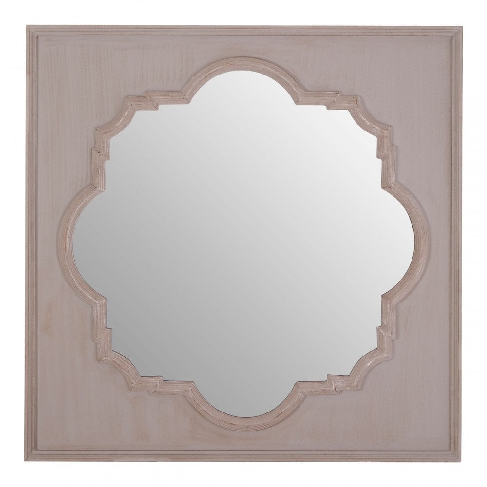 Gladys Fossil Grey Wall Mirror, Mirrored Glass, Wood, Grey