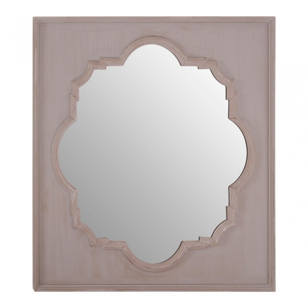 Gladys Fossil Grey Wall Mirror, Mirrored Glass, Wood, Grey