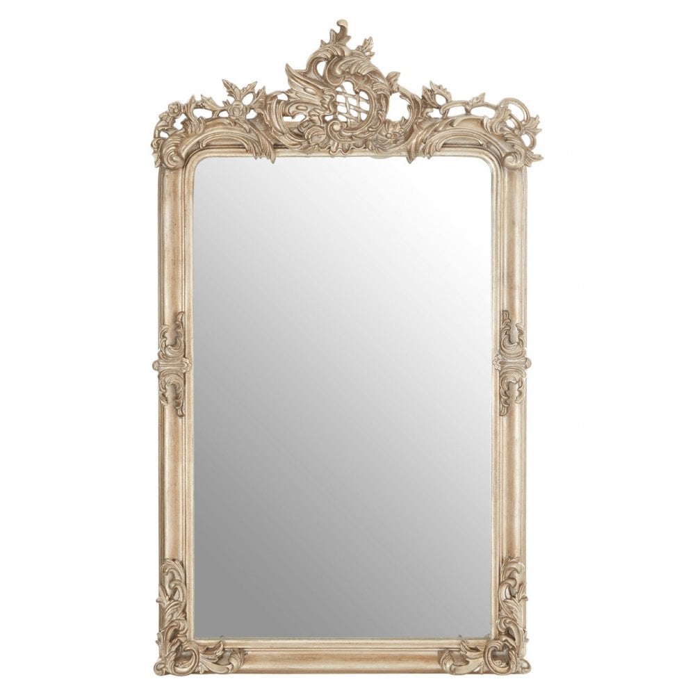 Gilda Silver Wall Mirror, Mirrored Glass, Wood, Silver