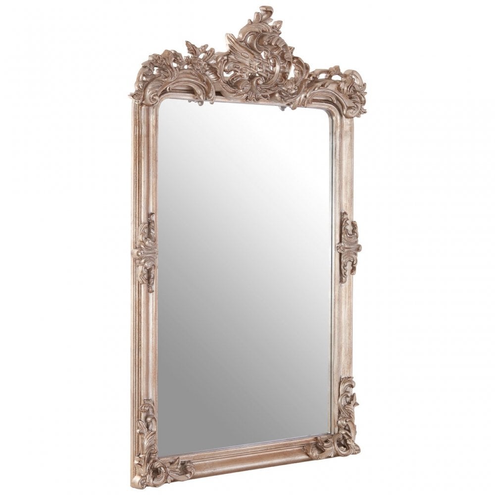 Gilda Silver Wall Mirror, Mirrored Glass, Wood, Silver